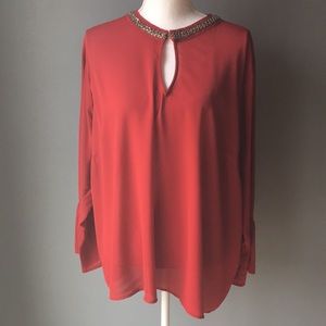 Maurices Embellished Collar Red Blouse 3X